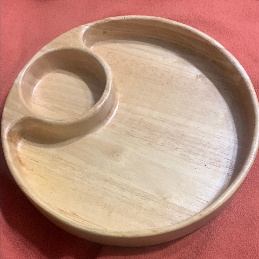 Crate & Barrel Beech Wood chip and dip serving tray